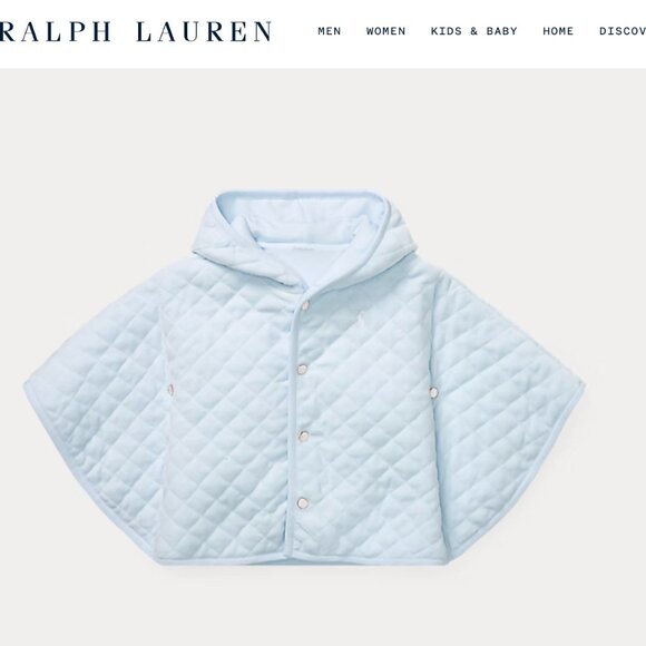 EUC Ralph Lauren Quilted Velour Hooded Baby Cape Coat